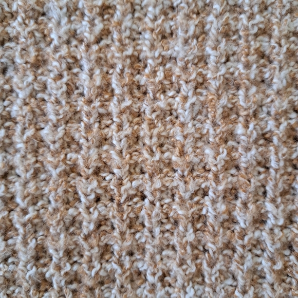 Denver Hayes Sweater Loose Waffke Knit Women's XL Tan Cream Mockneck Top - Picture 8 of 9